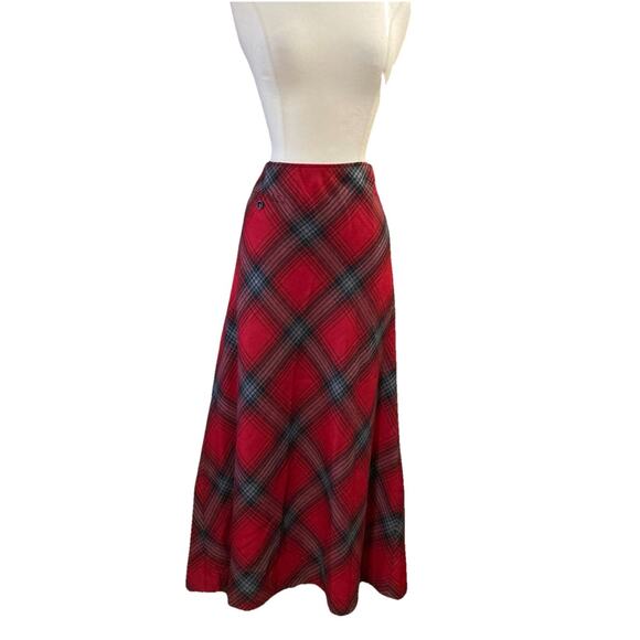 Talbots Dresses & Skirts - Vtg Talbots Wool Plaid Maxi Skirt Womens Sz 6 Tartan Red Black Holiday Academia